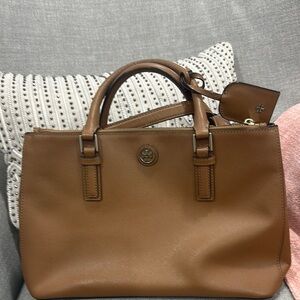 Tory Burch Brown Leather Tote Bag
